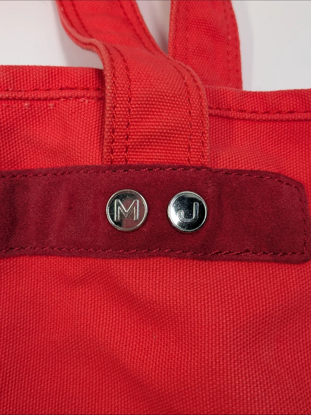 Marc Jacobs Bright Red Canvas Tote with Black Logo Tag